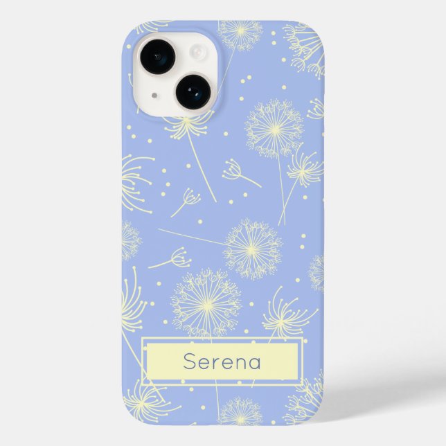 Funda De Case-Mate Para iPhone Patrón de dandelón floral azul claro personalizado (Reverso )
