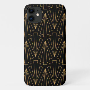 Funda Para iPhone 11 Patrón de decoración de arte dorado y negro