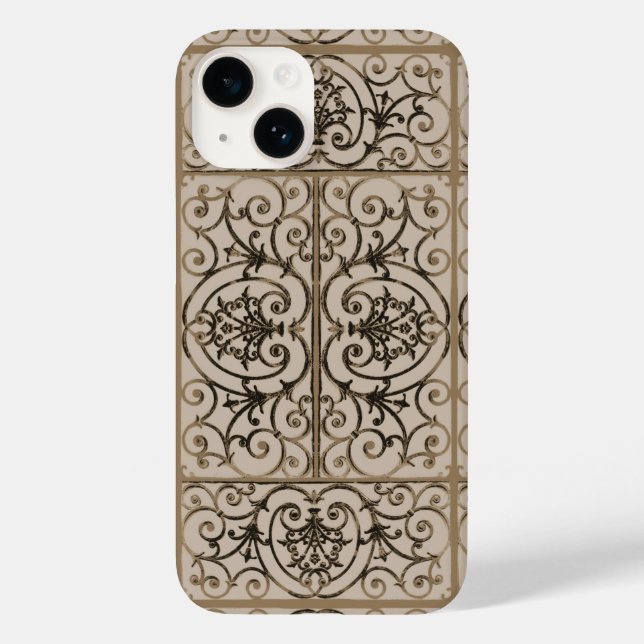 Funda De Case-Mate Para iPhone Patrón de desplazamiento marrón Sepia (Reverso )