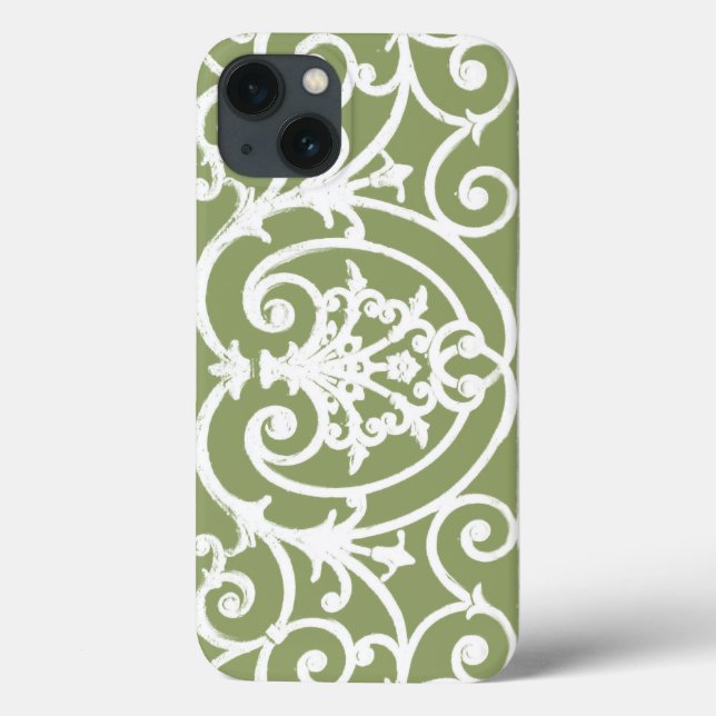 Funda De Case-Mate Para iPhone Patrón de desplazamiento verde oliva Funda-Mate iP (Reverso)