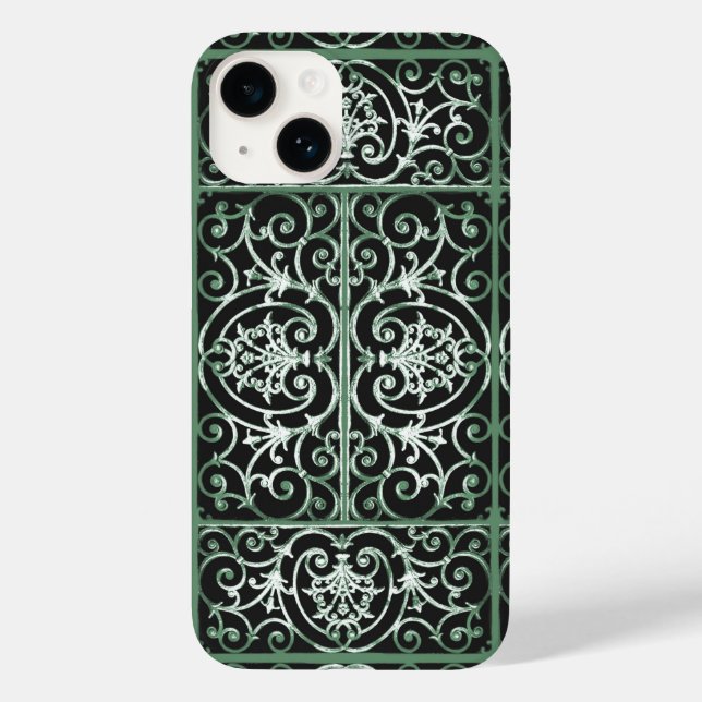 Funda De Case-Mate Para iPhone Patrón de desplazamiento verde y negro (Reverso )