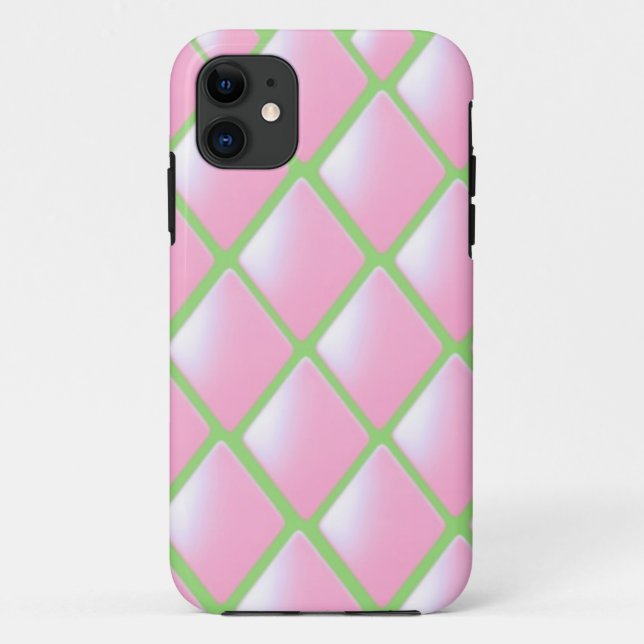 Funda De Case-Mate Para iPhone Patrón de diamante acolchado rosa (Reverso)