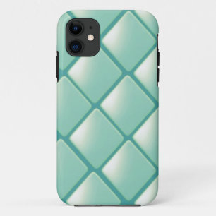 Funda Para iPhone 11 Patrón de diamante acolchado verde turquesa