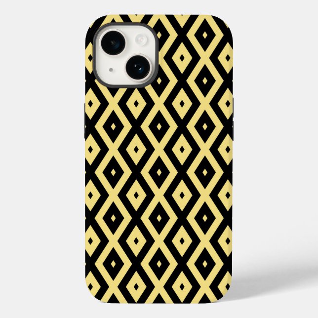 Funda De Case-Mate Para iPhone Patrón de diamante amarillo limón y negro (Reverso )