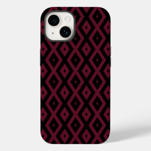 Funda Para iPhone 14 De Case-Mate patrón de diamante burgundy y negro