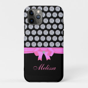 Funda Para iPhone 11 Pro Patrón de diamante chic y caligrafía de nombre sob
