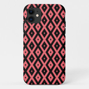 Funda Para iPhone 11 Patrón de diamante coral y negro