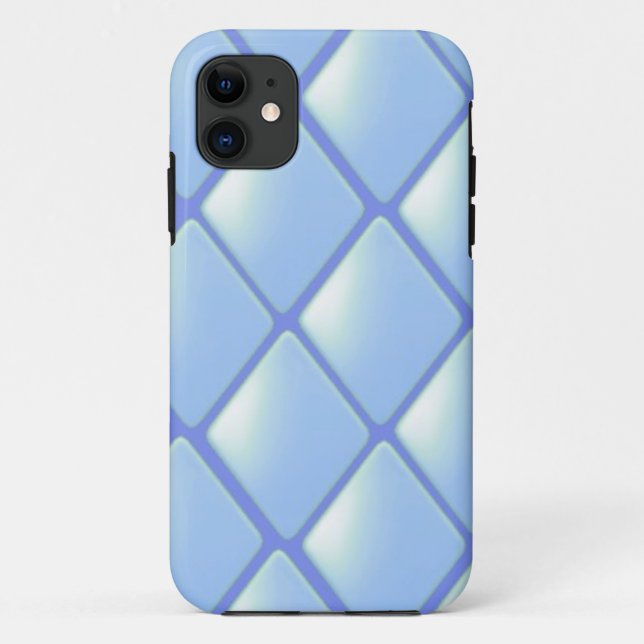Funda De Case-Mate Para iPhone Patrón de diamante de borde azul (Reverso)