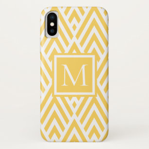 Funda Para iPhone X Patrón de diamante de flecha de monograma amarillo