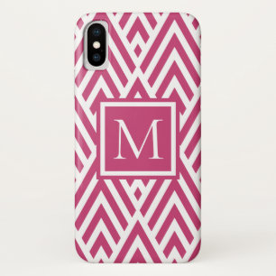 Funda Para iPhone X Patrón de diamante de flecha profunda rosada en el