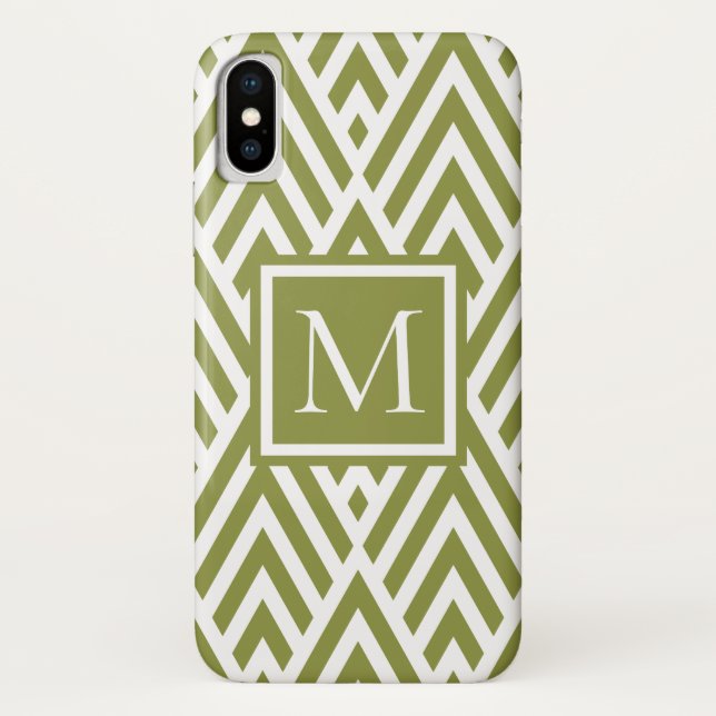 Funda De Case-Mate Para iPhone Patrón de diamante de flecha verde oliva de moda (Reverso)