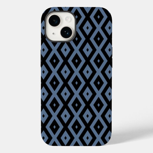 Funda De Case-Mate Para iPhone Patrón de diamante gris azul y negro (Reverso )