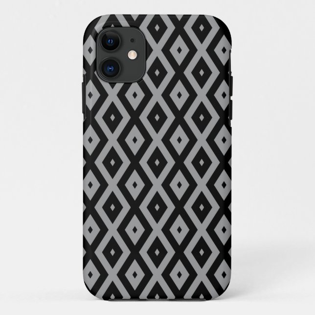 Funda De Case-Mate Para iPhone Patrón de diamante gris y negro (Reverso)