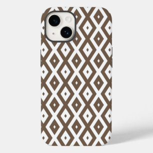 Funda Para iPhone 14 De Case-Mate Patrón de diamante marrón y blanco taupe
