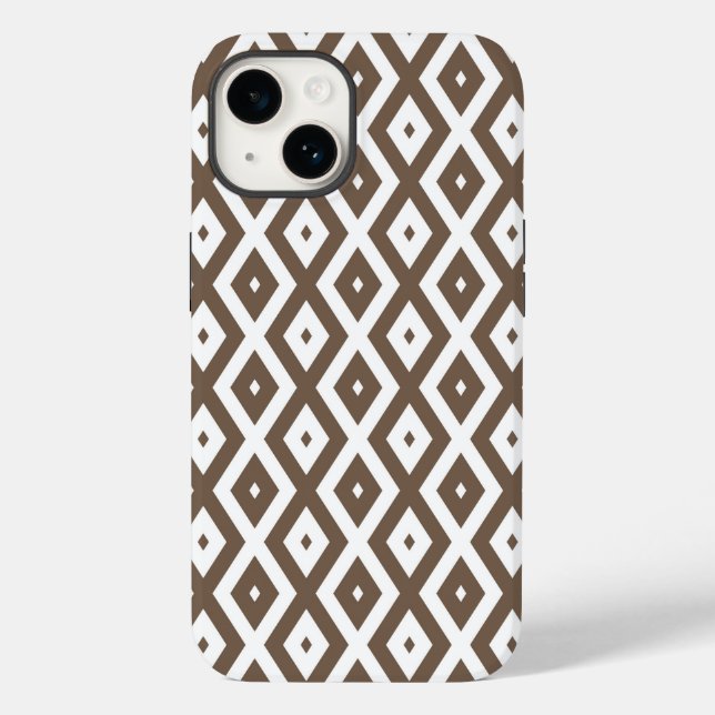 Funda De Case-Mate Para iPhone Patrón de diamante marrón y blanco taupe (Reverso )
