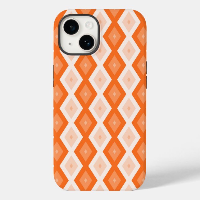 Funda De Case-Mate Para iPhone patrón de diamante naranja (Reverso )