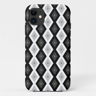Funda Para iPhone 11 Patrón de diamante negro, blanco y gris