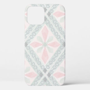 Funda Para iPhone 12 Pro Patrón de diamante pastel verde y rosa