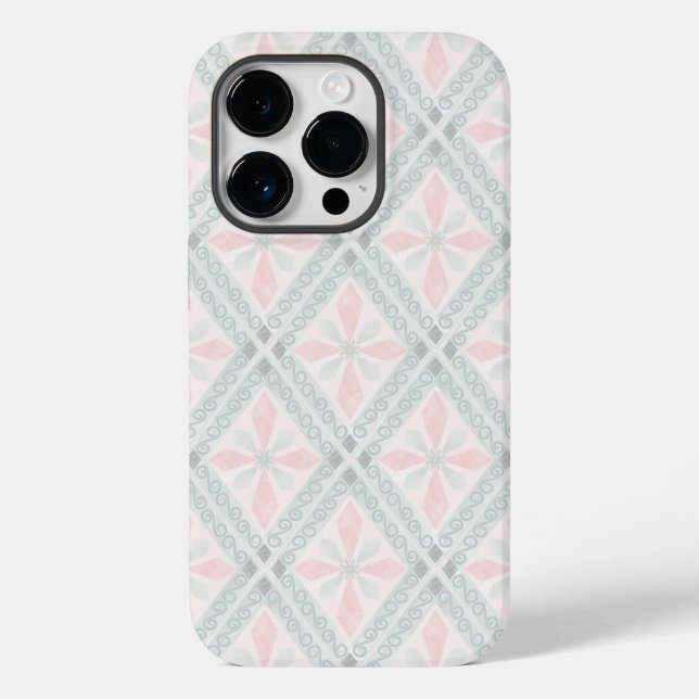 Funda De Case-Mate Para iPhone Patrón de diamante pastel verde y rosa (Reverso )
