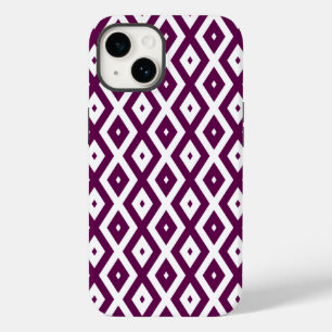 Funda Para iPhone 14 De Case-Mate Patrón de diamante púrpura y blanco