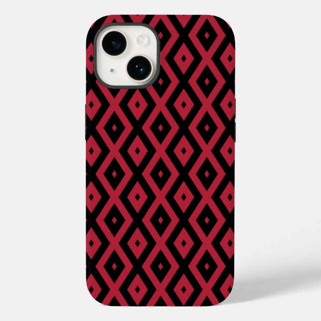 Funda De Case-Mate Para iPhone Patrón de diamante rojo y negro (Reverso )