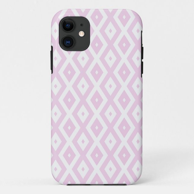 Funda De Case-Mate Para iPhone Patrón de diamante rosa pálido y blanco (Reverso)