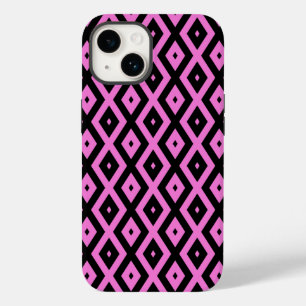 Funda Para iPhone 14 De Case-Mate Patrón de diamante rosa y negro