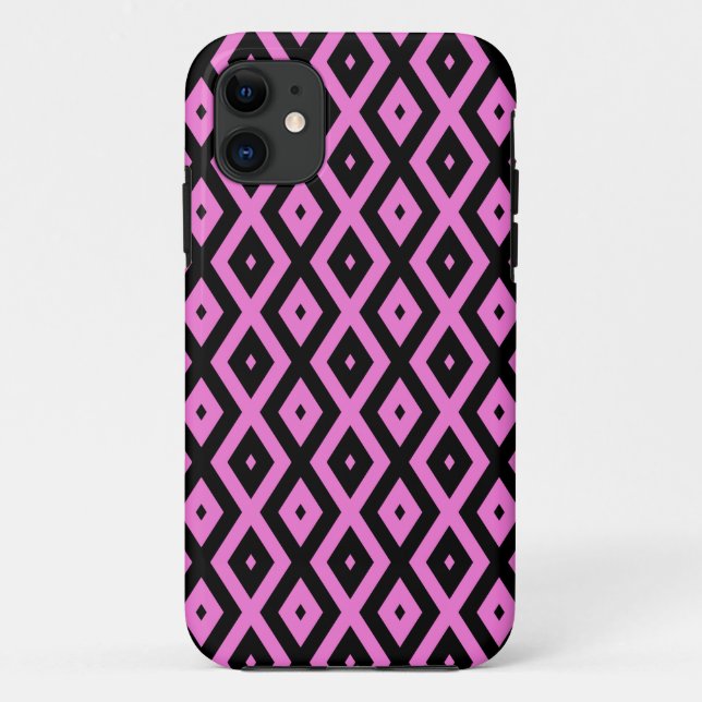 Funda De Case-Mate Para iPhone Patrón de diamante rosa y negro (Reverso)