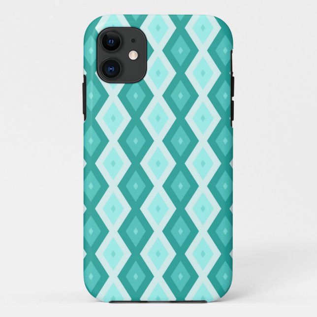 Funda De Case-Mate Para iPhone Patrón de diamante turquesa (Reverso)