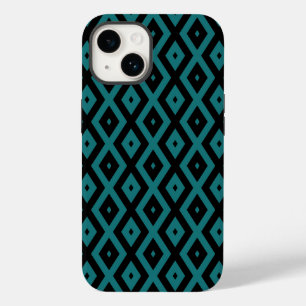 Funda Para iPhone 14 De Case-Mate Patrón de diamante verde azulado y negro