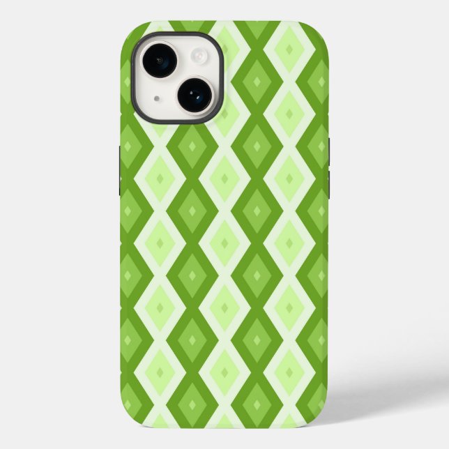 Funda De Case-Mate Para iPhone Patrón de diamante verde de Chartreuse (Reverso )