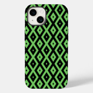 Funda Para iPhone 14 De Case-Mate Patrón de diamante verde lima y negro