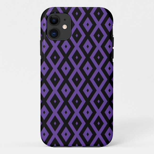 Funda De Case-Mate Para iPhone patrón de diamante violeta y negro (Reverso)