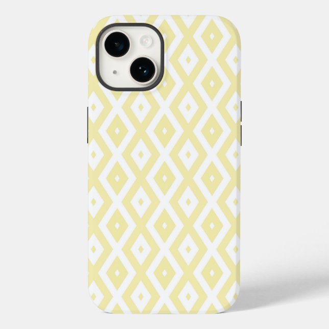 Funda De Case-Mate Para iPhone Patrón de diamantes amarillo pálido y blanco (Reverso )