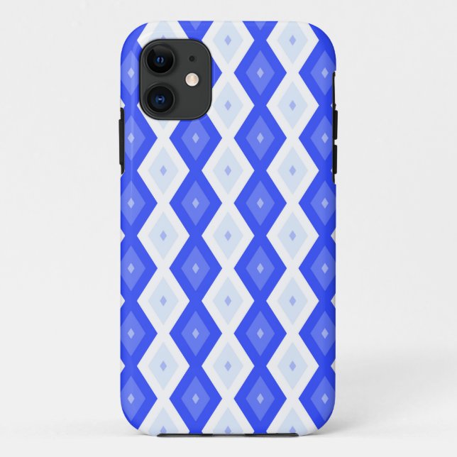 Funda De Case-Mate Para iPhone Patrón de diamantes azul real (Reverso)