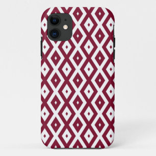 Funda Para iPhone 11 Patrón de diamantes de Borgoña y blanco