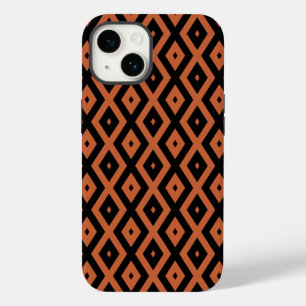 Funda Para iPhone 14 De Case-Mate Patrón de diamantes de naranja y negro