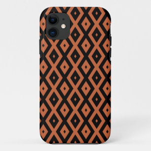Funda Para iPhone 11 Patrón de diamantes de naranja y negro
