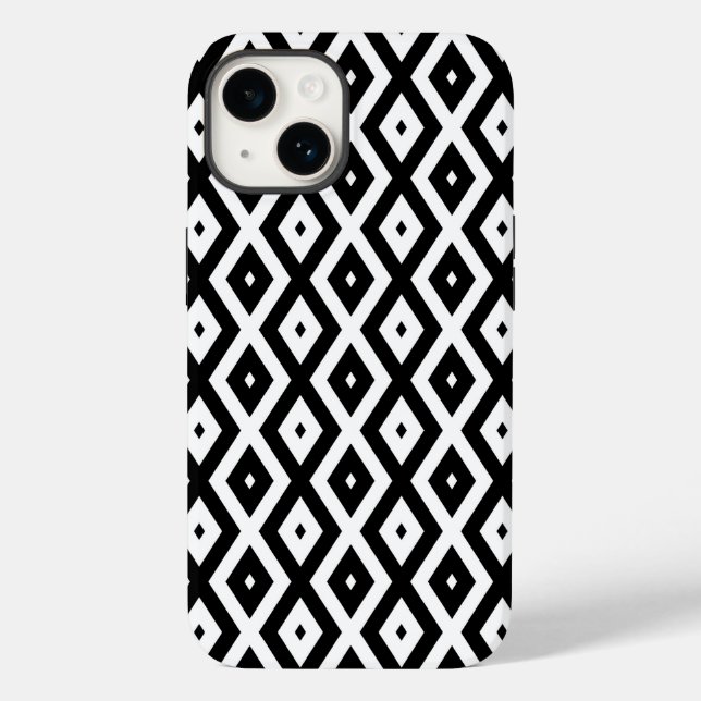 Funda De Case-Mate Para iPhone Patrón de diamantes en blanco y negro (Reverso )