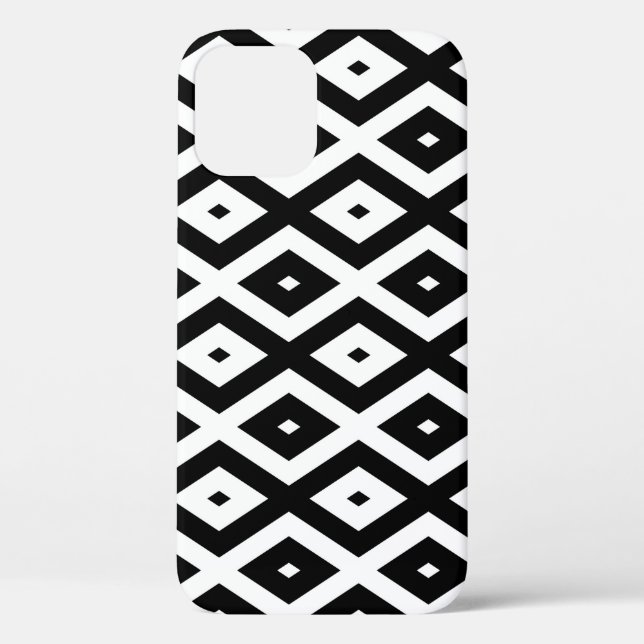 Funda De Case-Mate Para iPhone Patrón de diamantes en blanco y negro (Reverso )