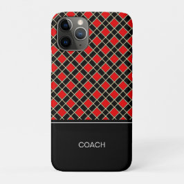 Funda Para iPhone 11 Pro Patrón de diamantes en negro y rojo