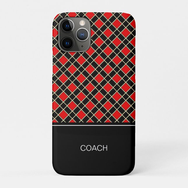 Funda De Case-Mate Para iPhone Patrón de diamantes en negro y rojo (Reverso)