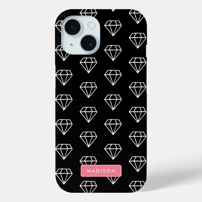 Funda De Case-Mate Para iPhone Patrón de diamantes hipster (Reverso )