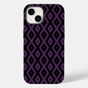 Funda Para iPhone 14 De Case-Mate Patrón de diamantes púrpura oscuro y negro