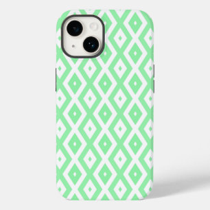 Funda Para iPhone 14 De Case-Mate Patrón de diamantes verde y blanco
