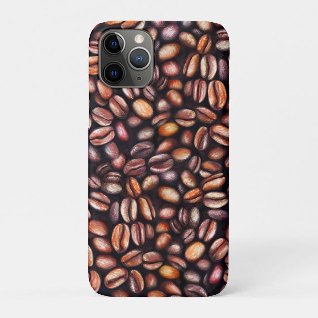 Funda De Case-Mate Para iPhone Patrón de dibujo de lápiz de judías de café Marrón (Reverso)