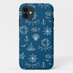 Funda Para iPhone 11 Patrón de dibujo de talla náutica 2