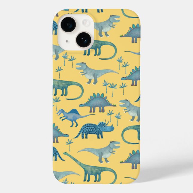 Funda De Case-Mate Para iPhone Patrón de dinosaurio amarillo (Reverso )