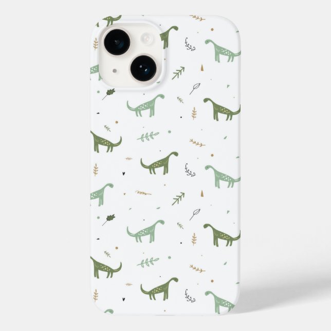 Funda De Case-Mate Para iPhone Patrón de dinosaurio verde lindo (Reverso )