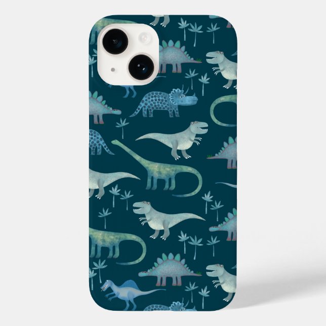 Funda De Case-Mate Para iPhone Patrón de dinosaurios verde (Reverso )